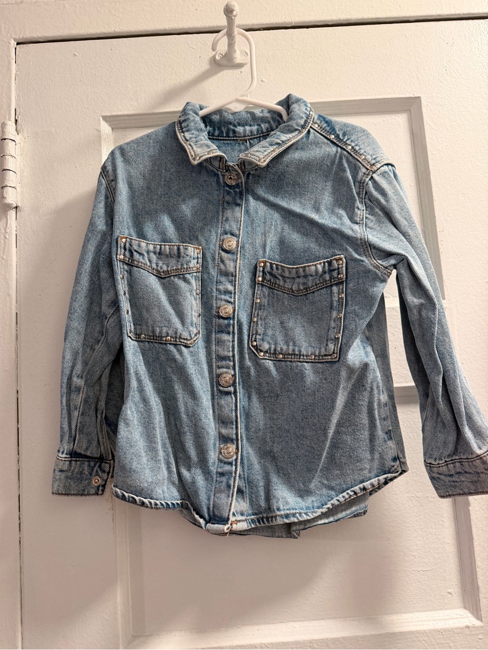 Zara Light Blue Kids Denim Jacket with Patch Pockets
